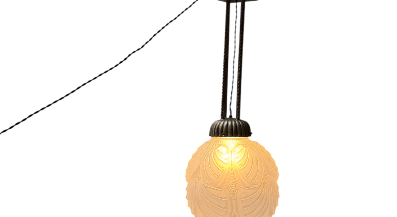 Art Deco Muller Frères Luneville Style Pendant Light, 1930s